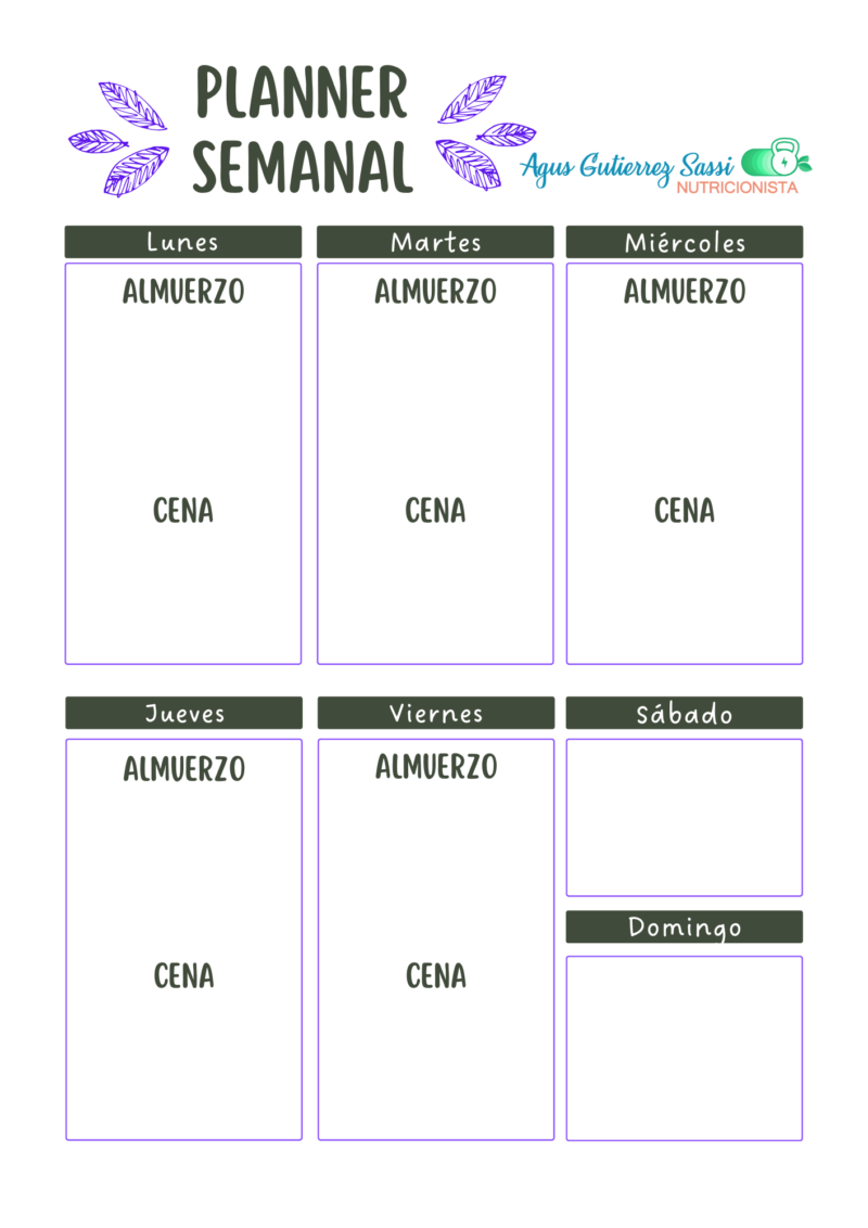 organizador de comidas semanal