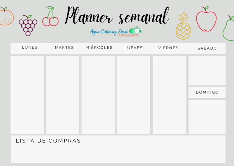 Organizador de comidas semanal horizontal